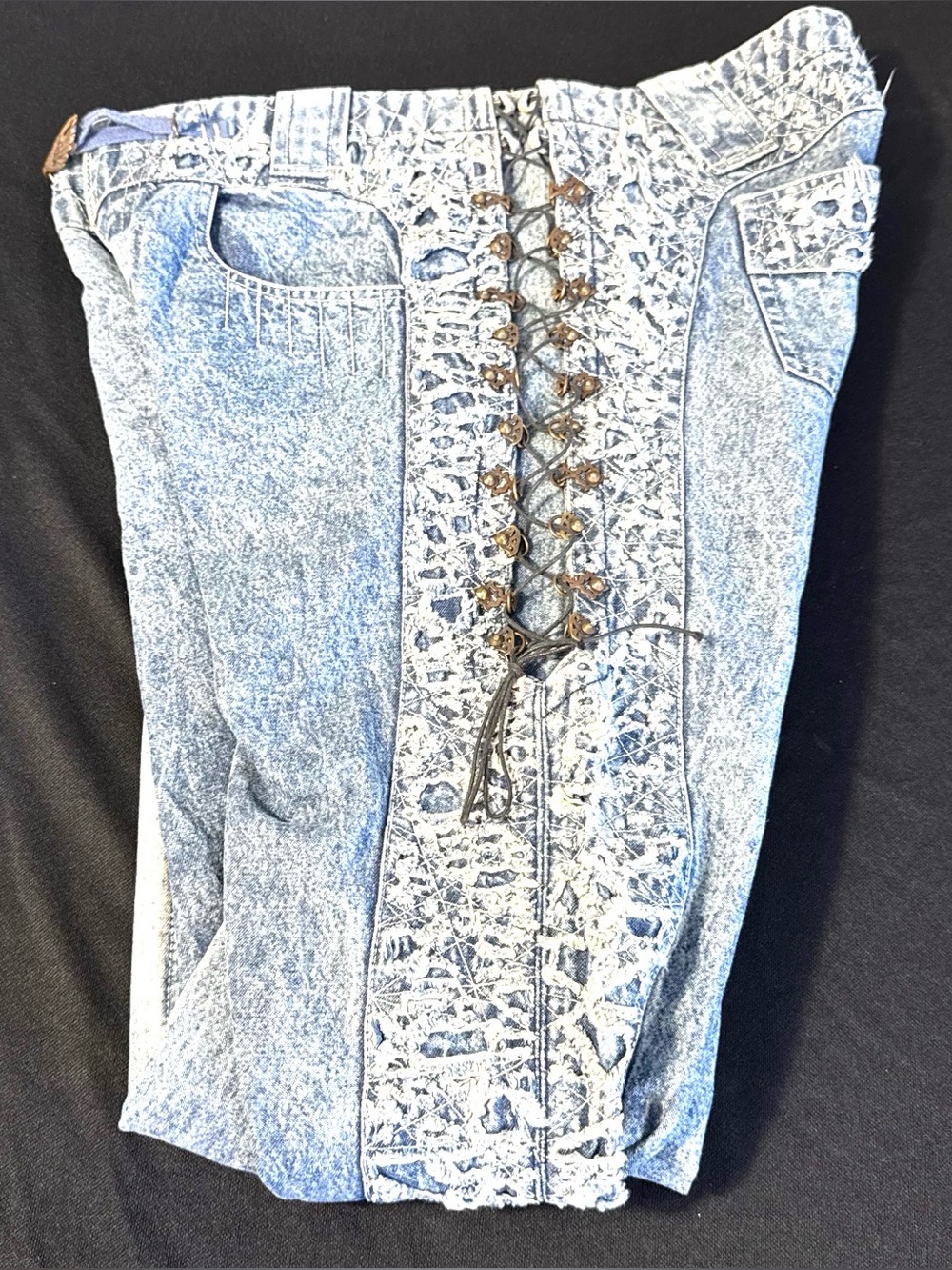 Phoenix Rising Artists Lace Up Panel Denium Jeans 36x32 Acid  Statement